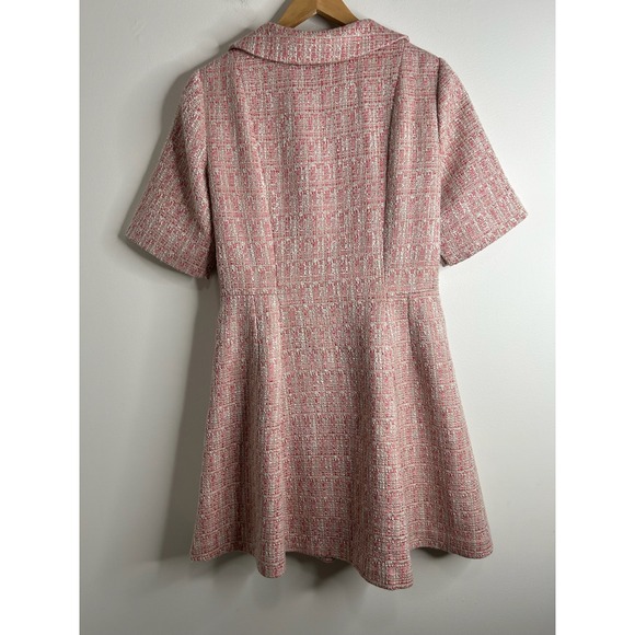 GAL MEETS GLAM Pink Tweed Coat Jacket Womens 12 Preppy Old Money Gossip Girl - Picture 3 of 11